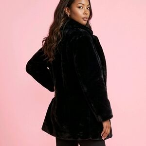 Zara Faux Fur Coat – Black Plush Mid-Length (Size M)